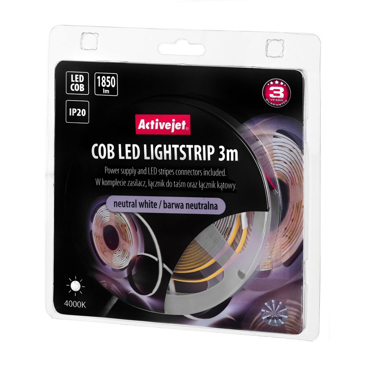 Cinta luminosa Activejet AJE-COB 3m neut No F 19 W 1850 lm