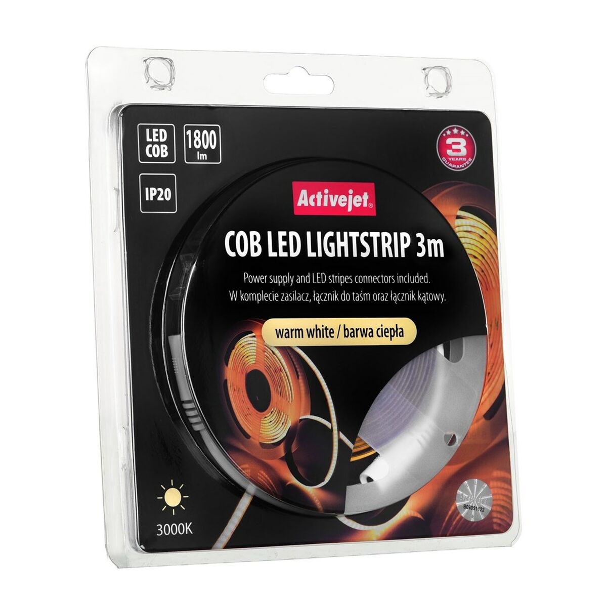 Cinta luminosa Activejet AJE-COB 3m ciep No Blanco Cálido F 19 W 1800 Lm