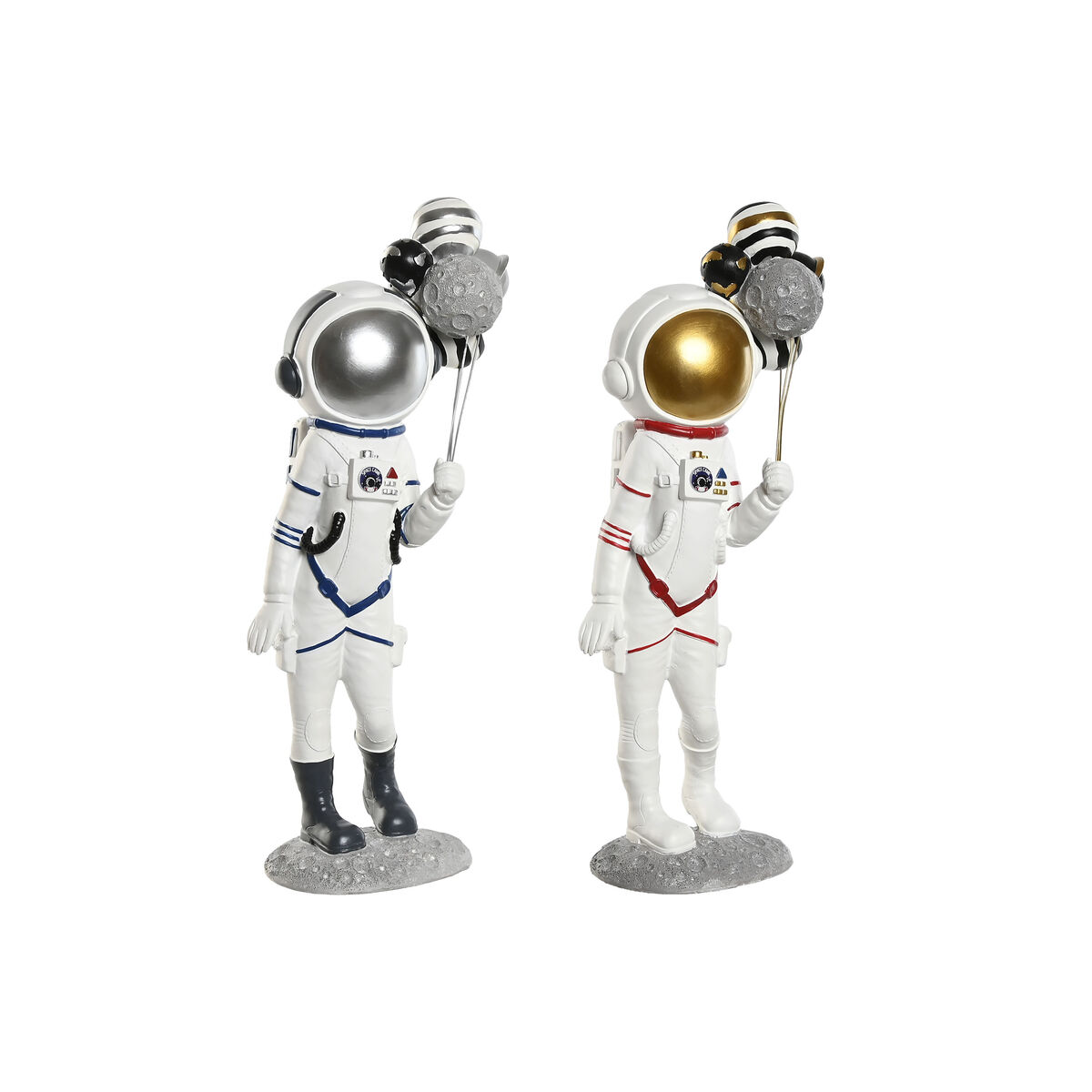 Figura Decorativa Home ESPRIT Azul Blanco Rojo Mujer Astronauta 16 x 12 x 41 cm (2 Unidades)