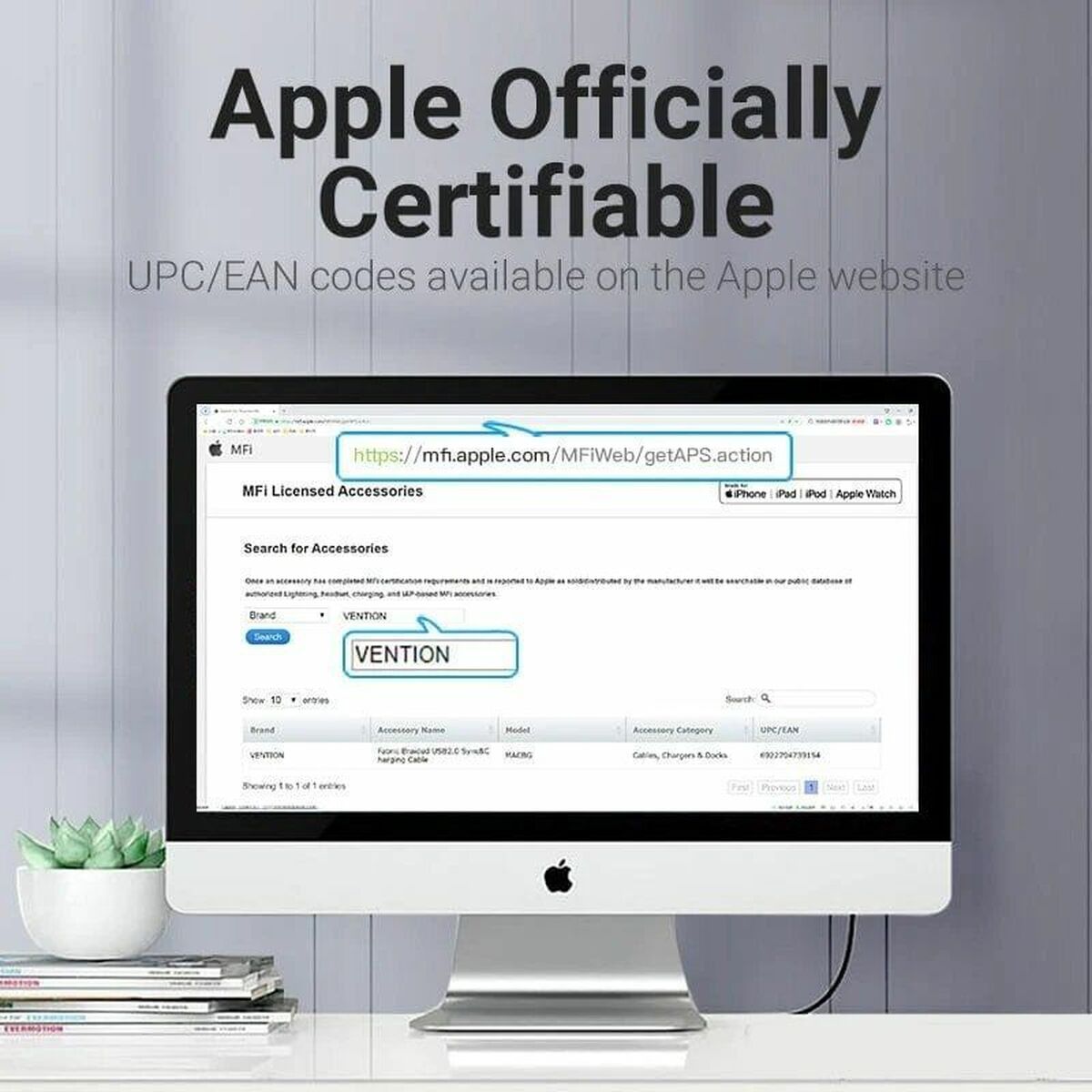 Cable Lightning Vention LABHD 50 cm (1 unidad)