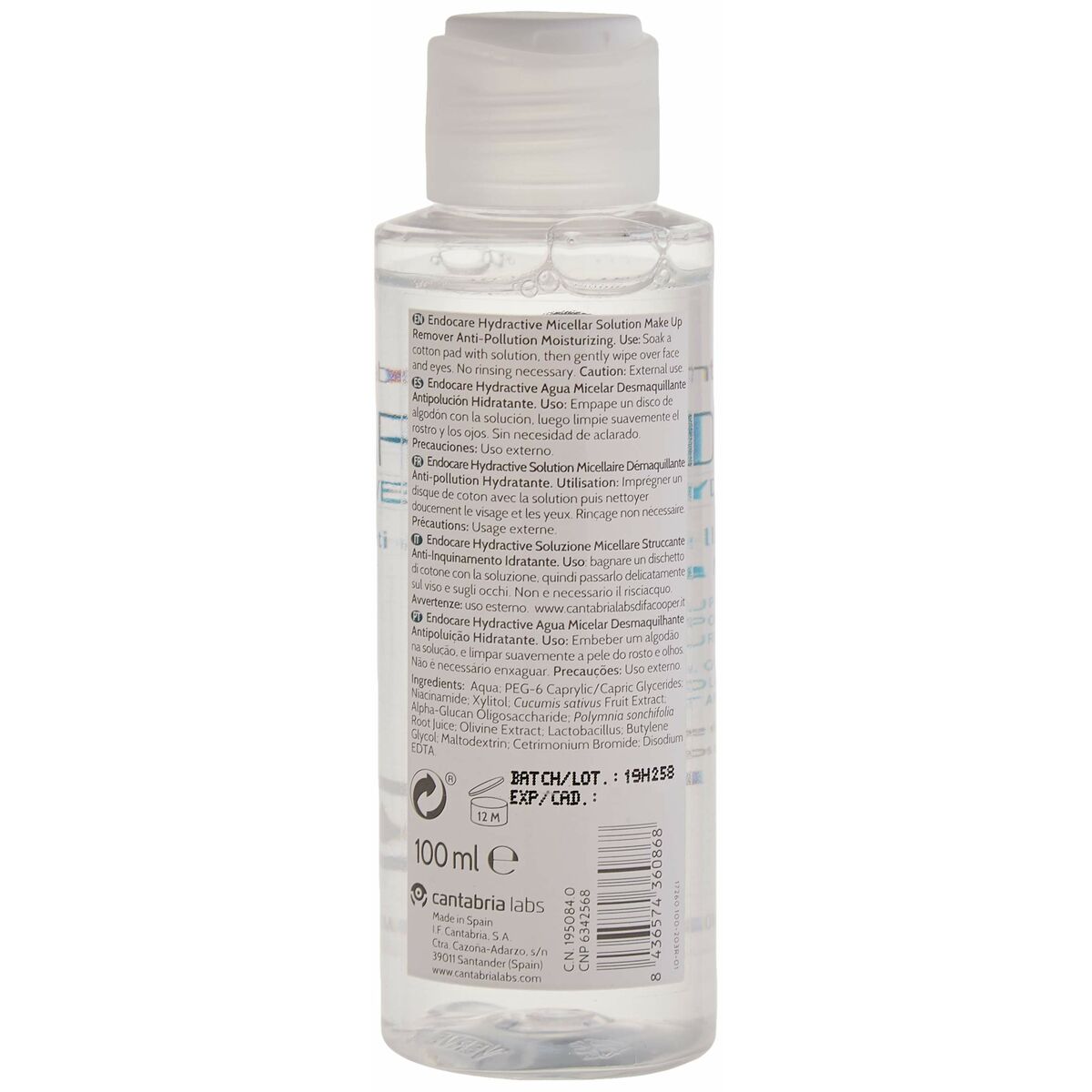 Agua Micelar Desmaquillante Endocare Hydractive 100 ml