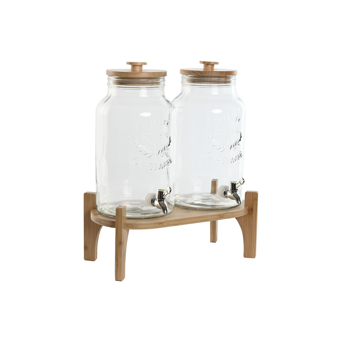 Dispensador de bebidas Home ESPRIT Silicona Bambú Cristal Plástico 5,5 L 37 x 25 x 46 cm