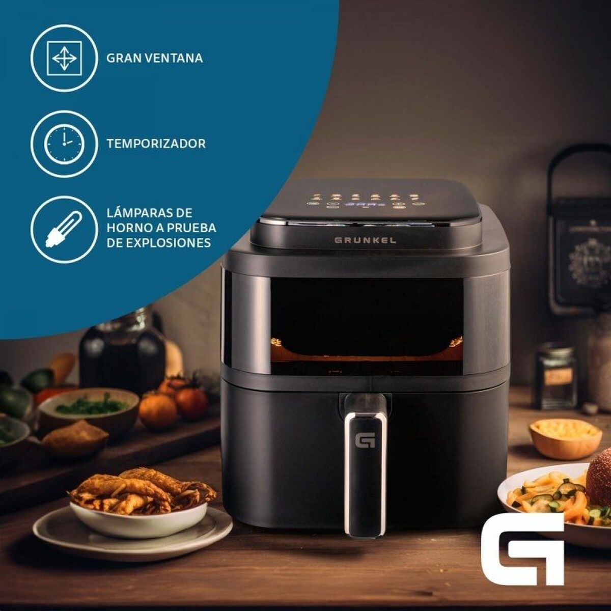 Freidora de Aire Grunkel Light Fryer 1400 W 6 L Negro