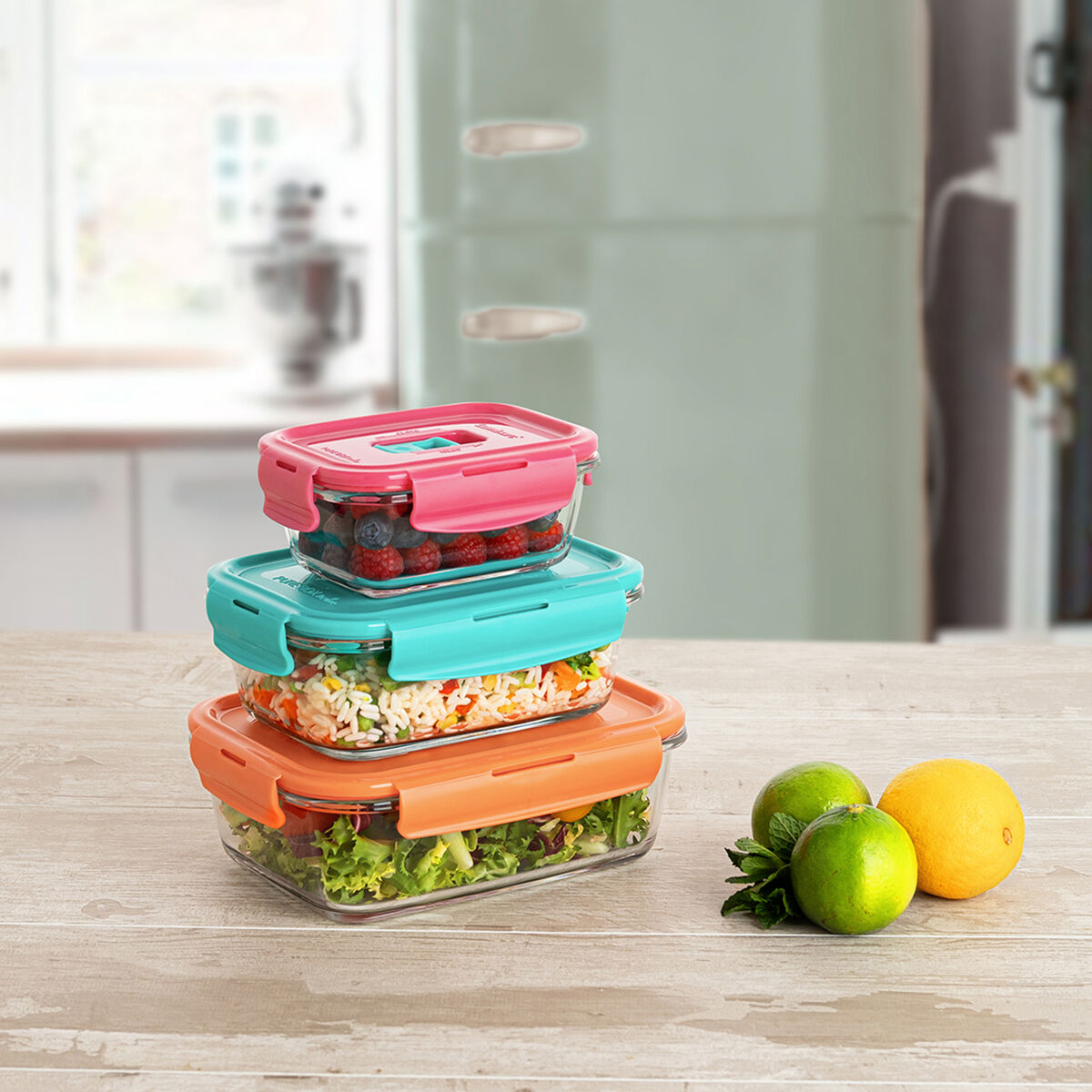 Fiambrera Hermética Luminarc Pure Box Holy Bicolor Vidrio 380 ml (6 Unidades)