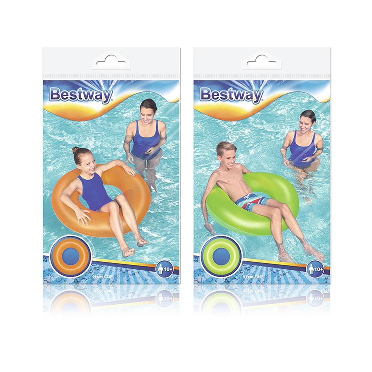 Bestway Flotador Hinchable Liso Neon Color Surtido  D91 cm +10 Años Playa y Piscina 36025