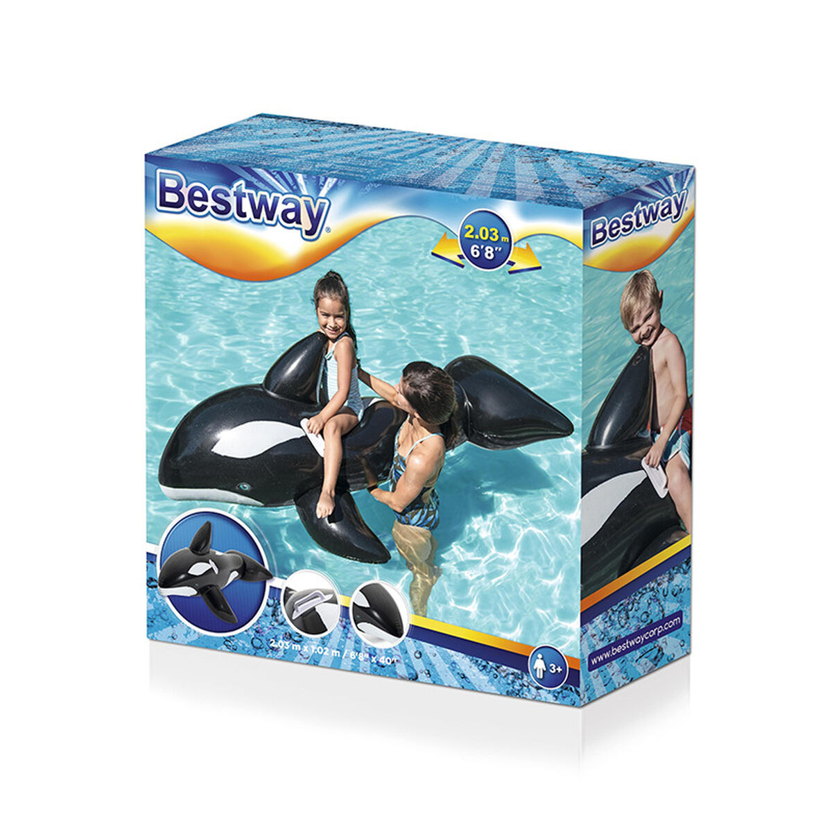 Bestway Figura Hinchable Ballena Gigante con Asas 203x102 cm +3 Años Playa y Piscina 41009