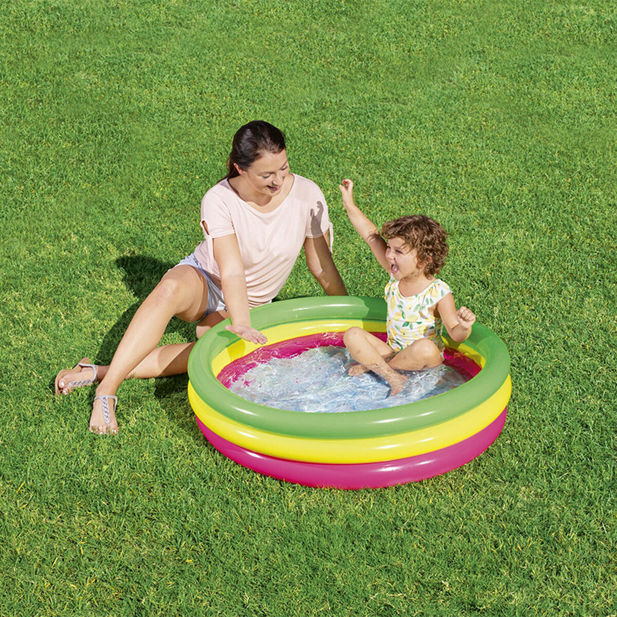 Bestway Piscina Hinchable Infantil 3 Aros Suelo Acolchado 102x25 cm +2 Años Jardin 51104