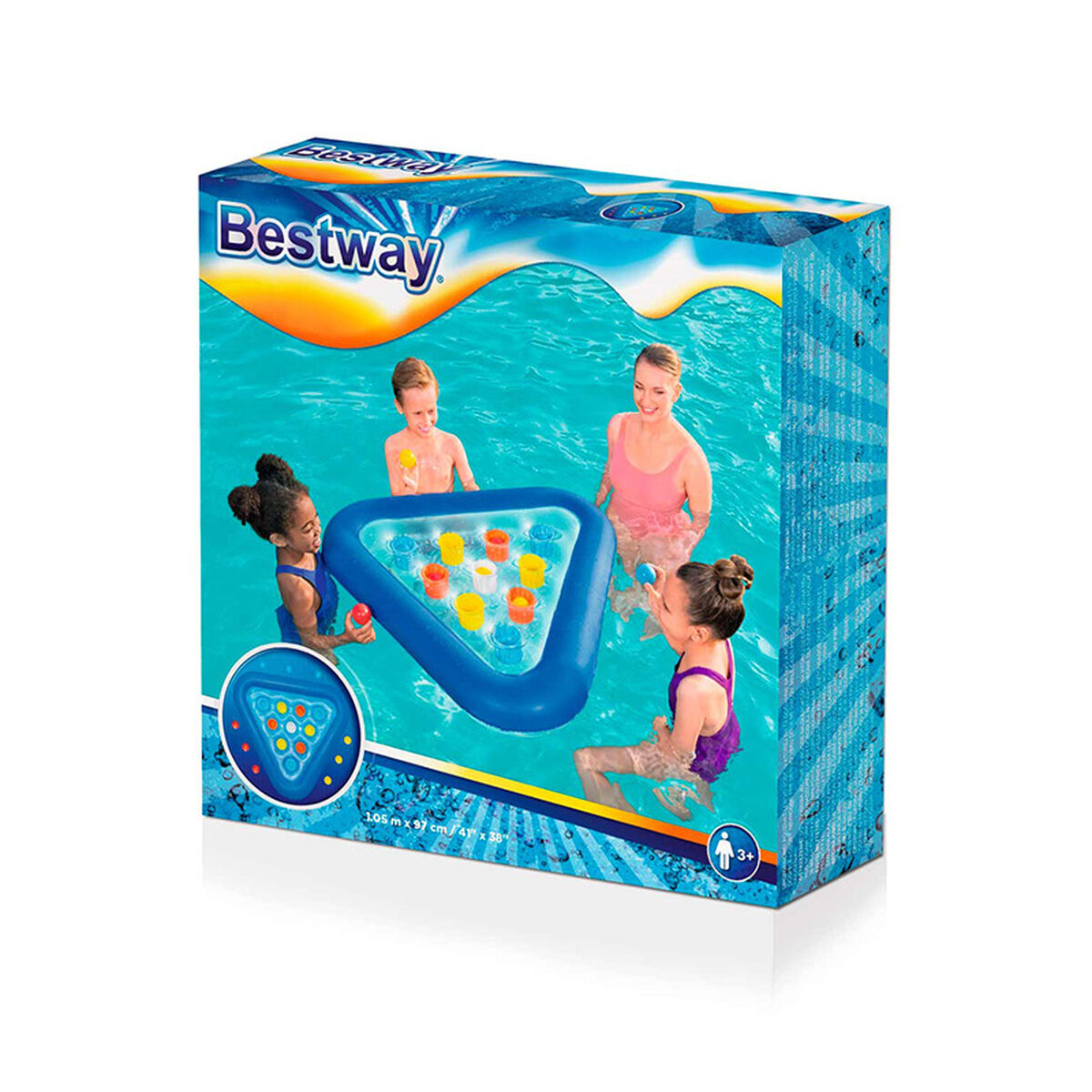 Bestway Juego Flotante Triangulo Hinchable con Bolas 105x97 cm +3 Años Piscina 52560