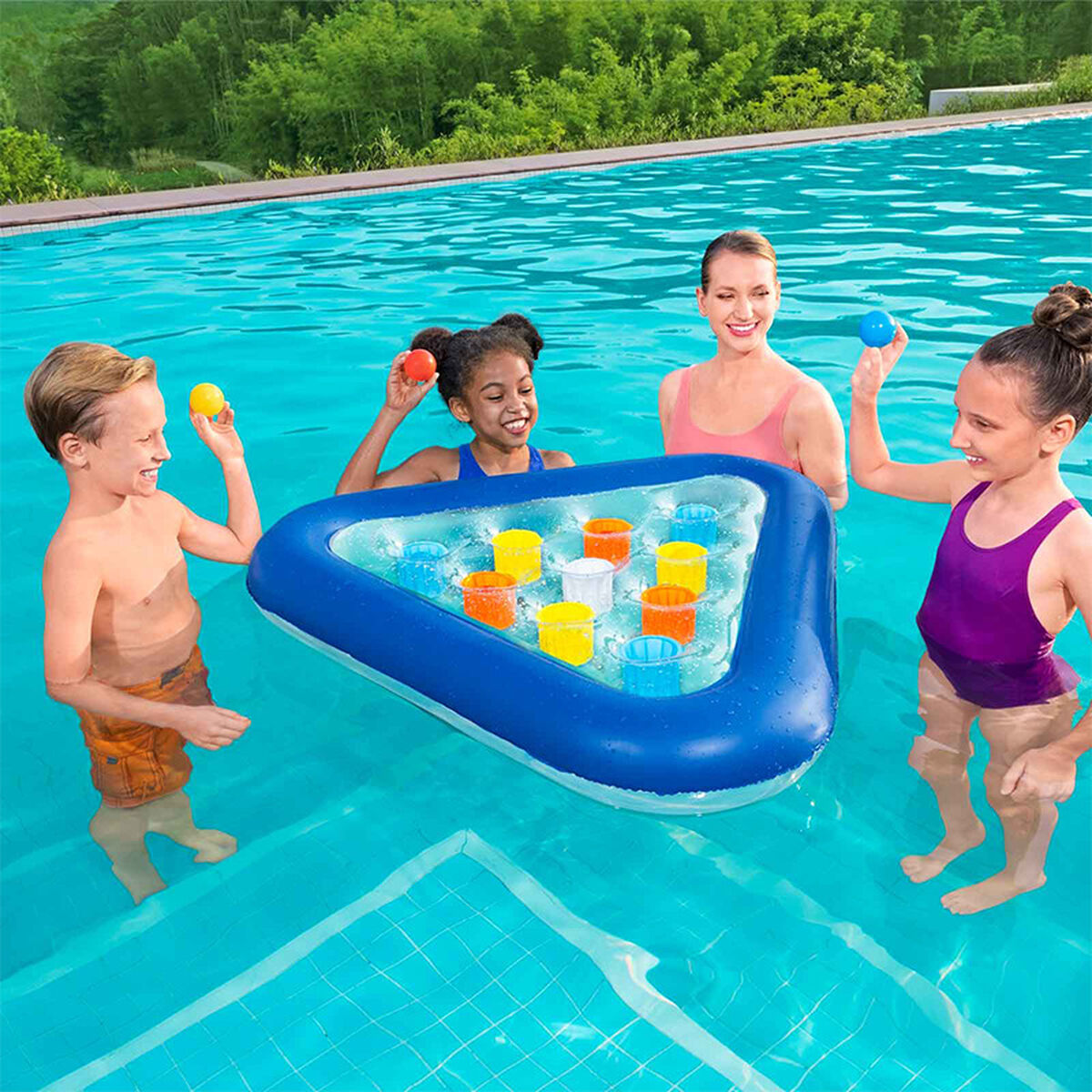 Bestway Juego Flotante Triangulo Hinchable con Bolas 105x97 cm +3 Años Piscina 52560