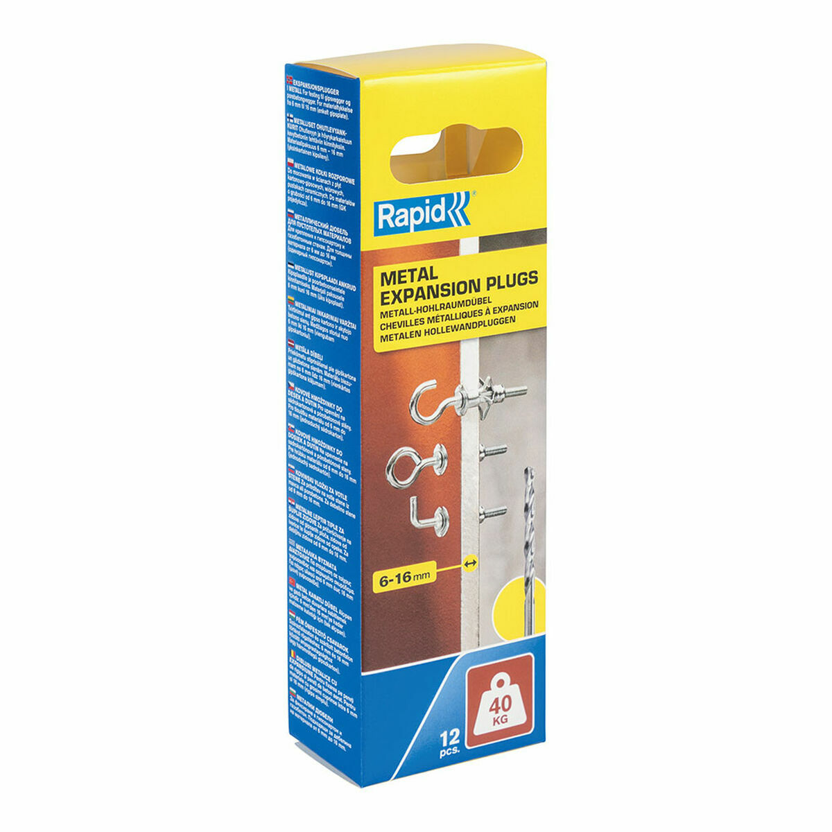 Set de alcayatas, hembrillas y ganchos Rapid Ø 11 x 37 mm Expansión Metal 12 Unidades