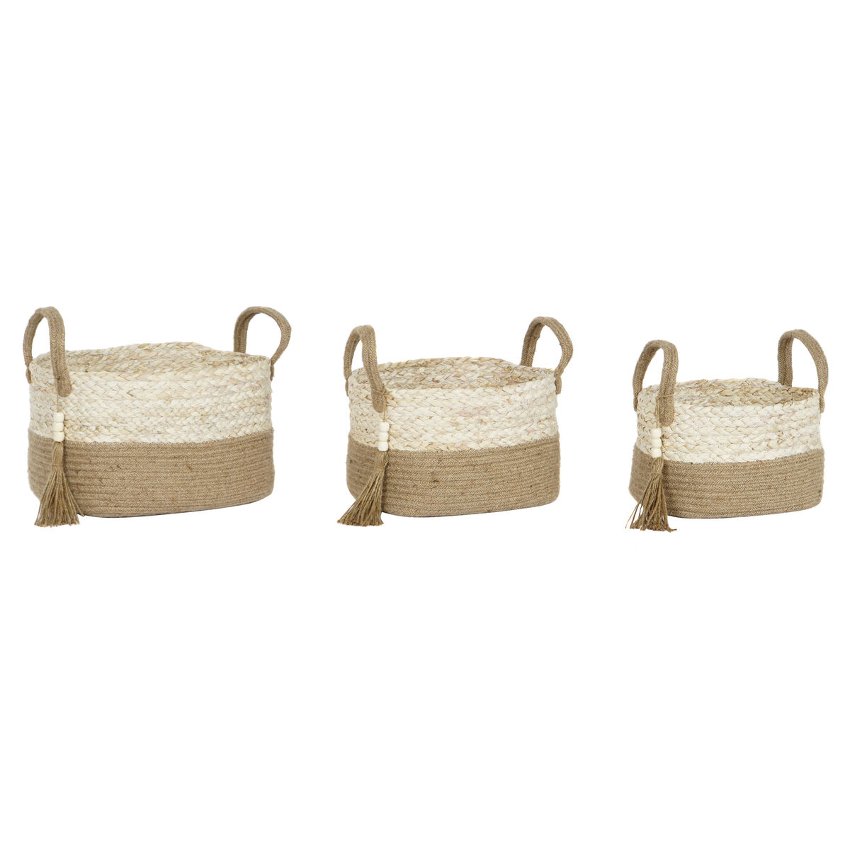 Juego de Cestas Home ESPRIT Natural Marrón claro Yute Fibra de maíz Moderno 41 x 30 x 33 cm 3 Piezas