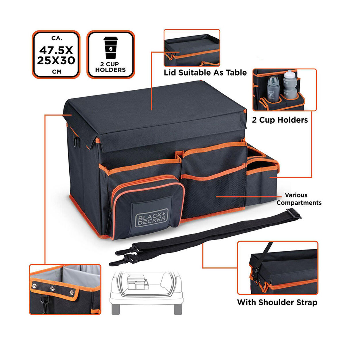 Organizador para Coche Black & Decker Enfriador