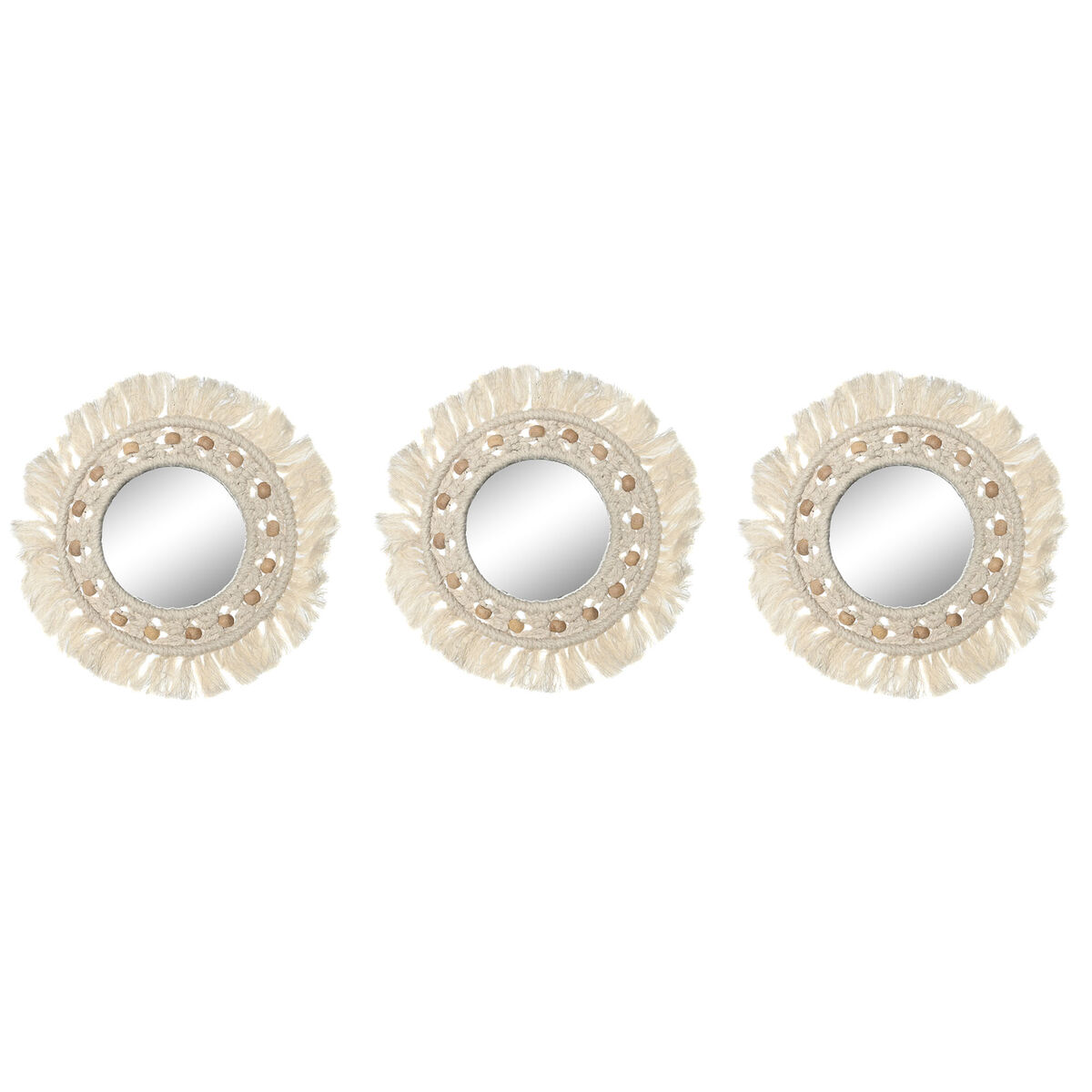 Espejo de pared Home ESPRIT Blanco Boho 20 x 1 x 20 cm (3 Piezas)