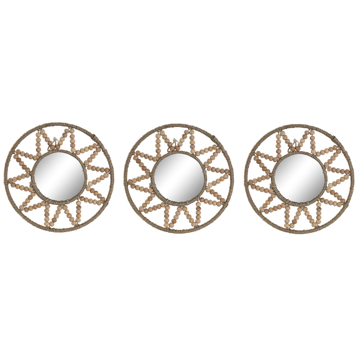 Juego de Espejos Home ESPRIT Natural Scandi 20 x 1 x 20 cm (3 Piezas)