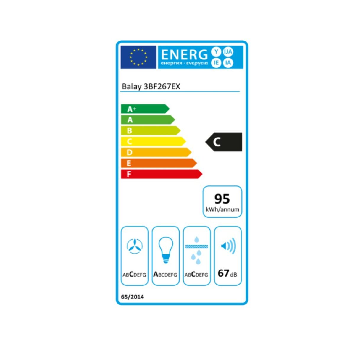 Campana Convencional Balay 3BF267EX 690 m³/h 65 dB 252W Plateado Acero