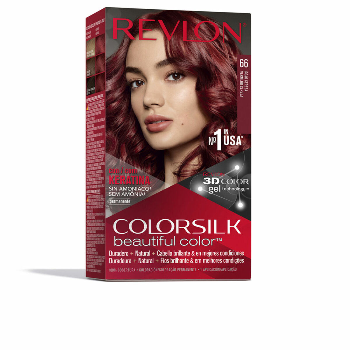Tinte Permanente Revlon Colorsilk Nº 66 Cherry red Sin amoniaco