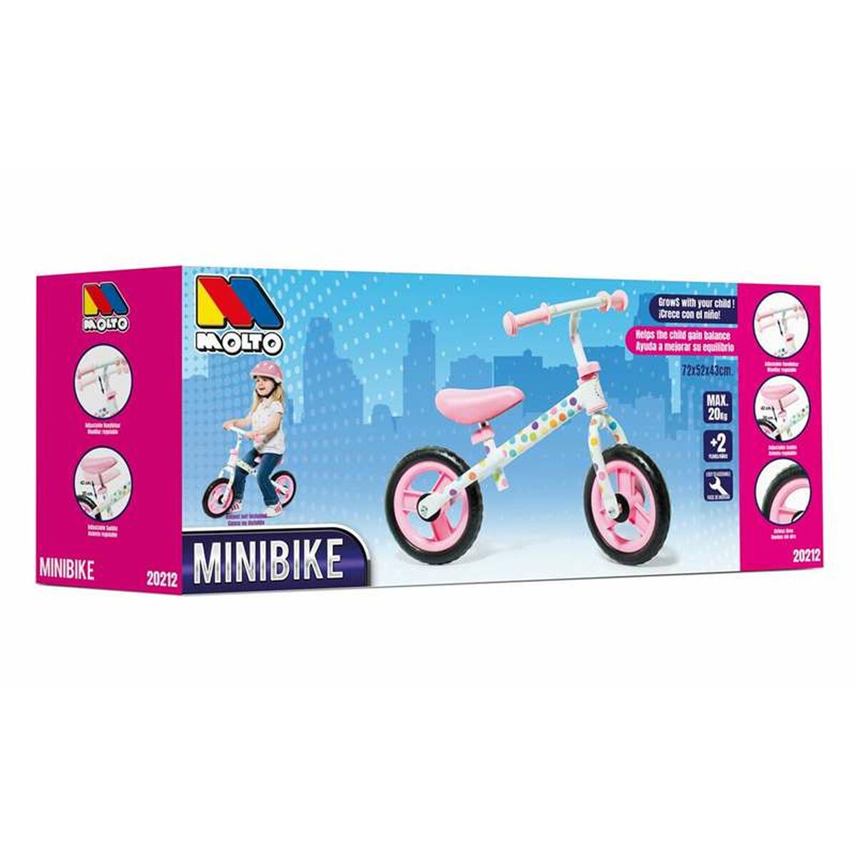 Bicicleta Infantil Moltó Rosa Sin Pedales