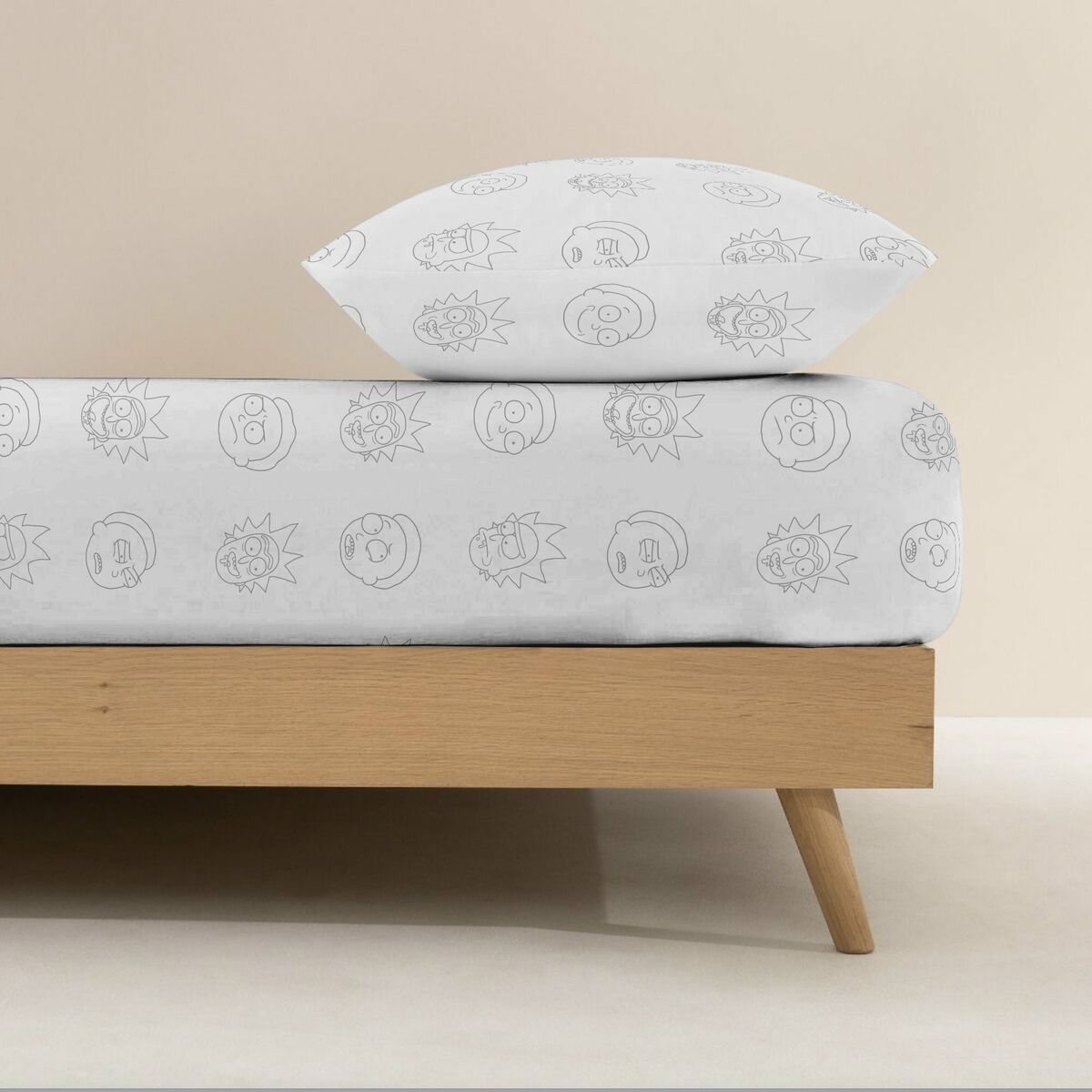 Sábana Bajera Ajustable Rick and Morty Blanco Multicolor 90 x 200 cm 100 % algodón