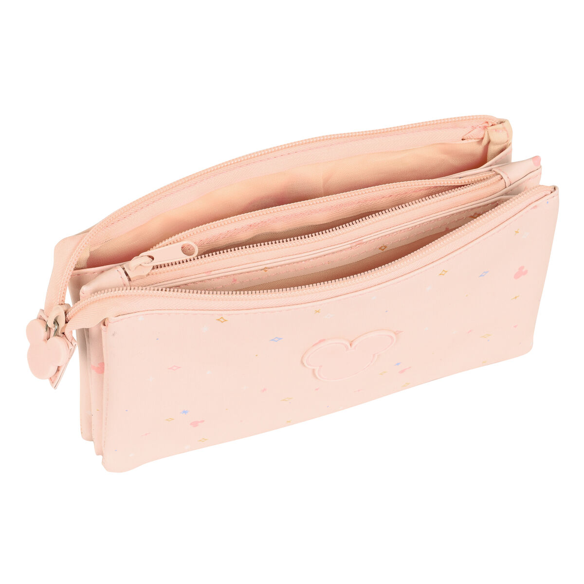 Portatodo Triple Minnie Mouse Rosa claro 22 x 12 x 3 cm