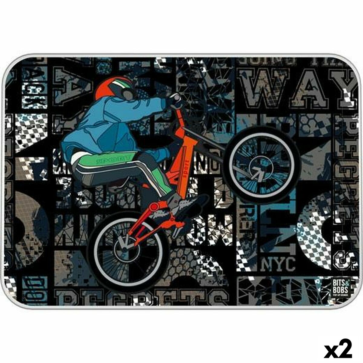 Alfombrilla Bits&Bobs Cross Multicolor PVC 47 x 33 cm Sobremesa (2 Unidades)