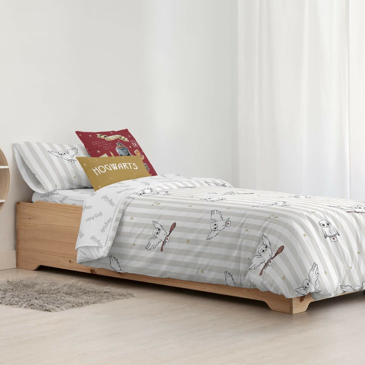 Funda Nórdica Harry Potter Hedwig Flying  Multicolor 175 Hilos 180 x 220 cm Cama de 105