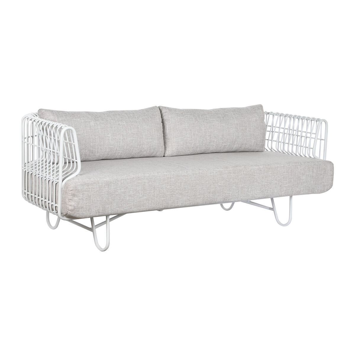 Sofá Home ESPRIT Blanco Beige Metal 180 x 66 x 66 cm