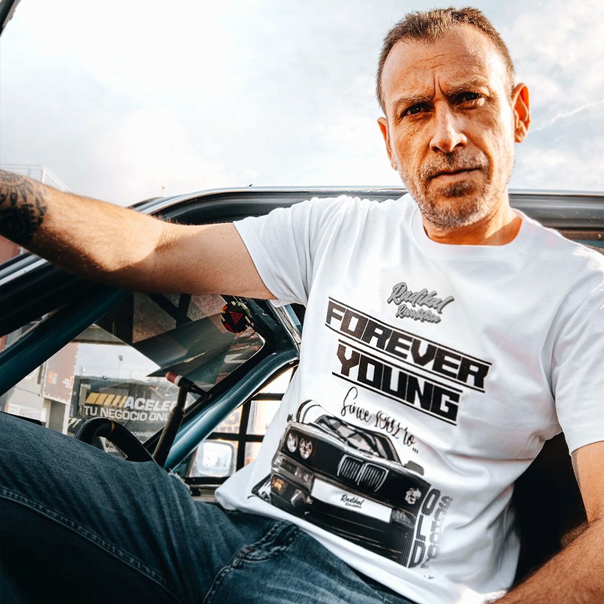 Camiseta de Manga Corta Hombre RADIKAL FOREVER YOUNG Blanco L