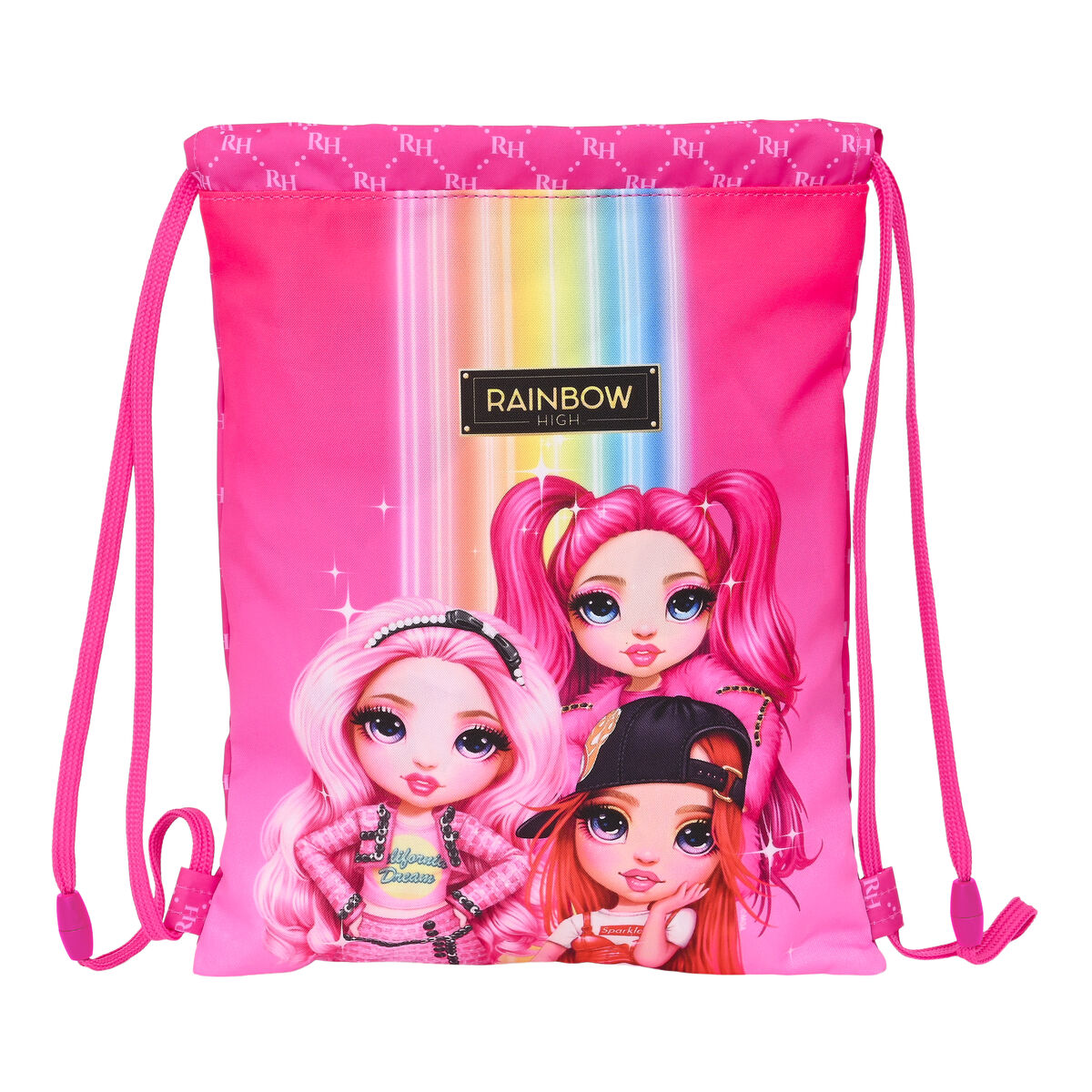 Bolsa Mochila con Cuerdas Rainbow High Fucsia 26 x 34 x 1 cm