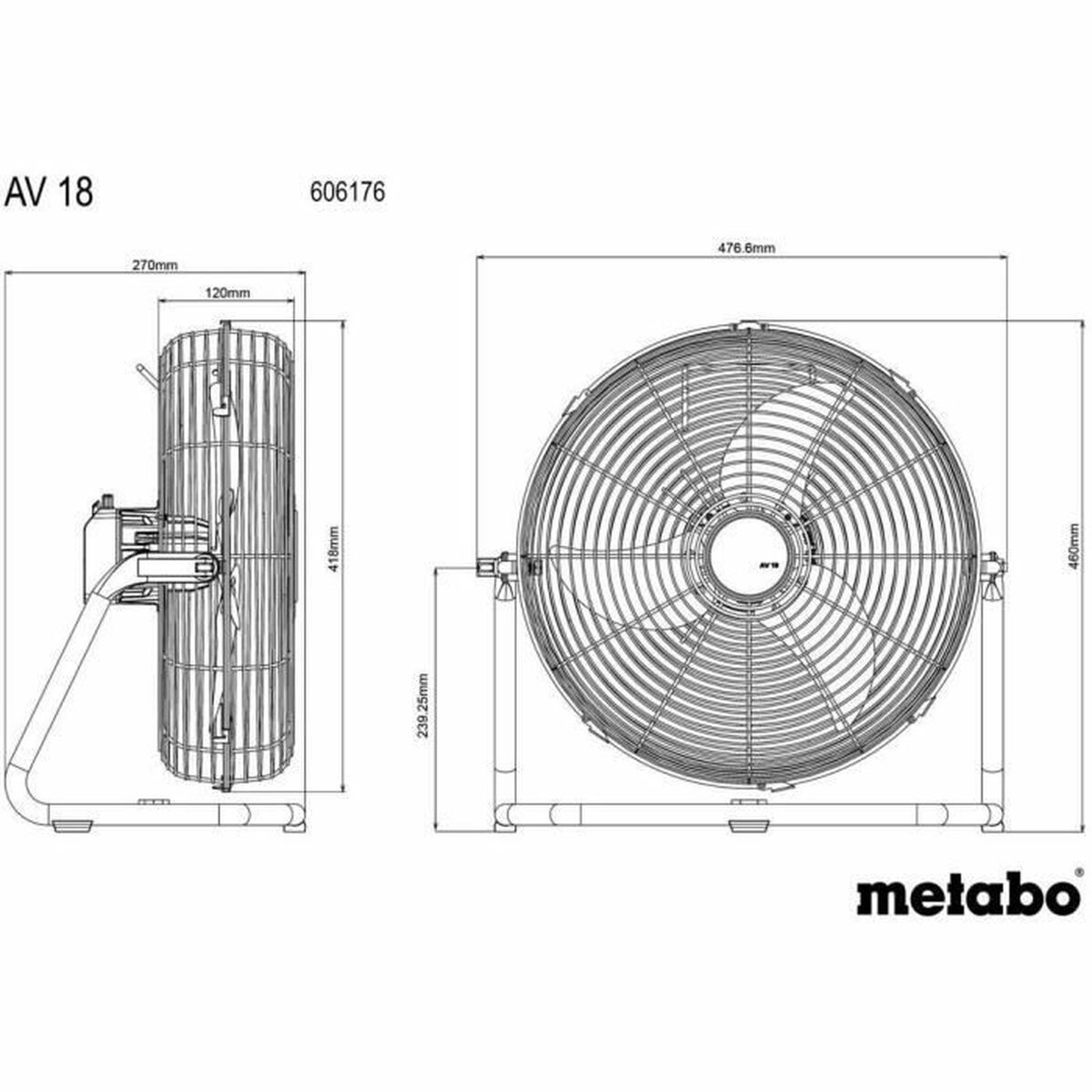 Ventilador de Suelo Metabo AV 18 Blanco