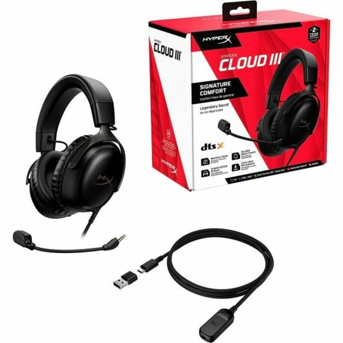 Auriculares con Micrófono HyperX Cloud III Negro