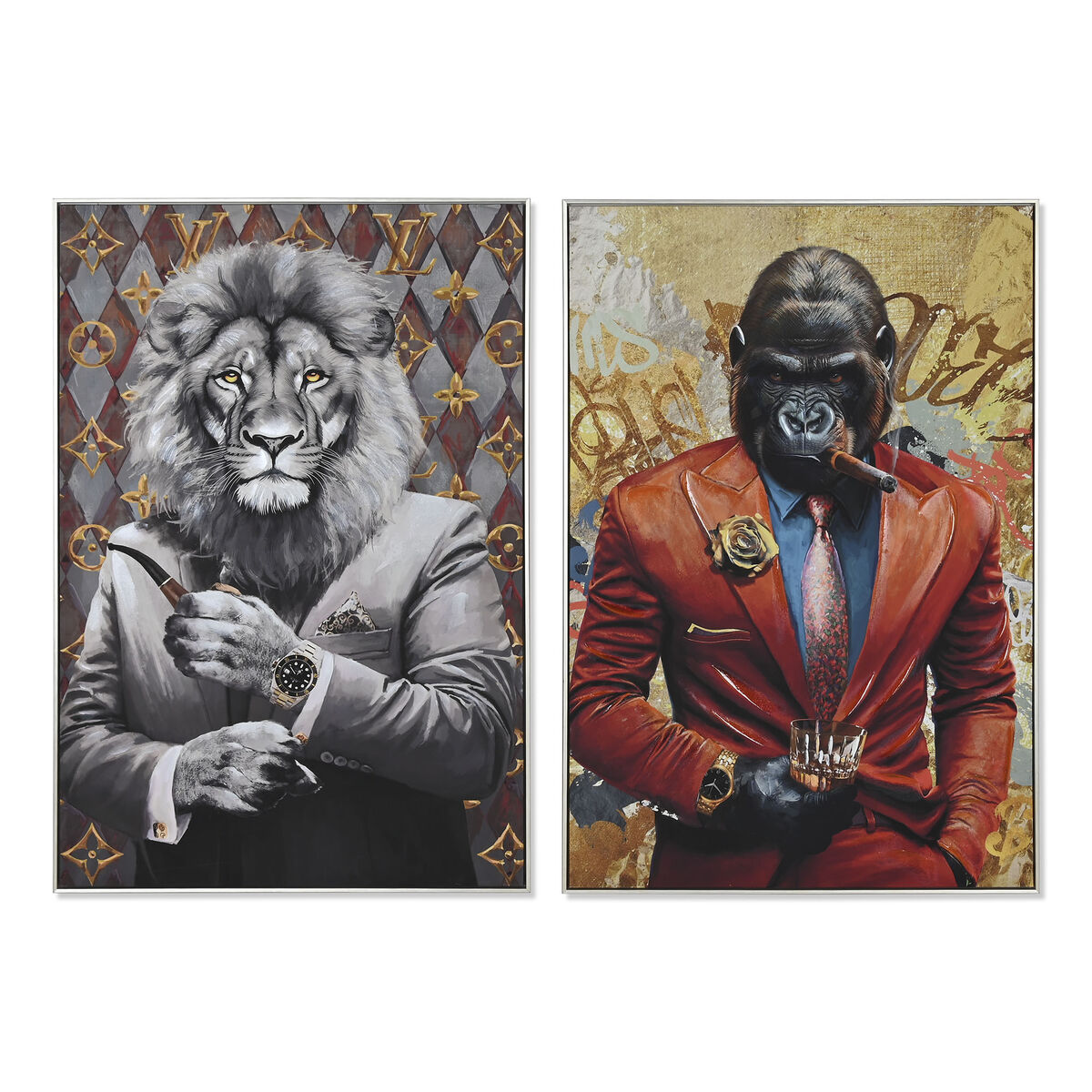 Lienzo Home ESPRIT Gentleman 80 x 3,5 x 120 cm 82,5 x 3,5 x 122,5 cm (2 Unidades)