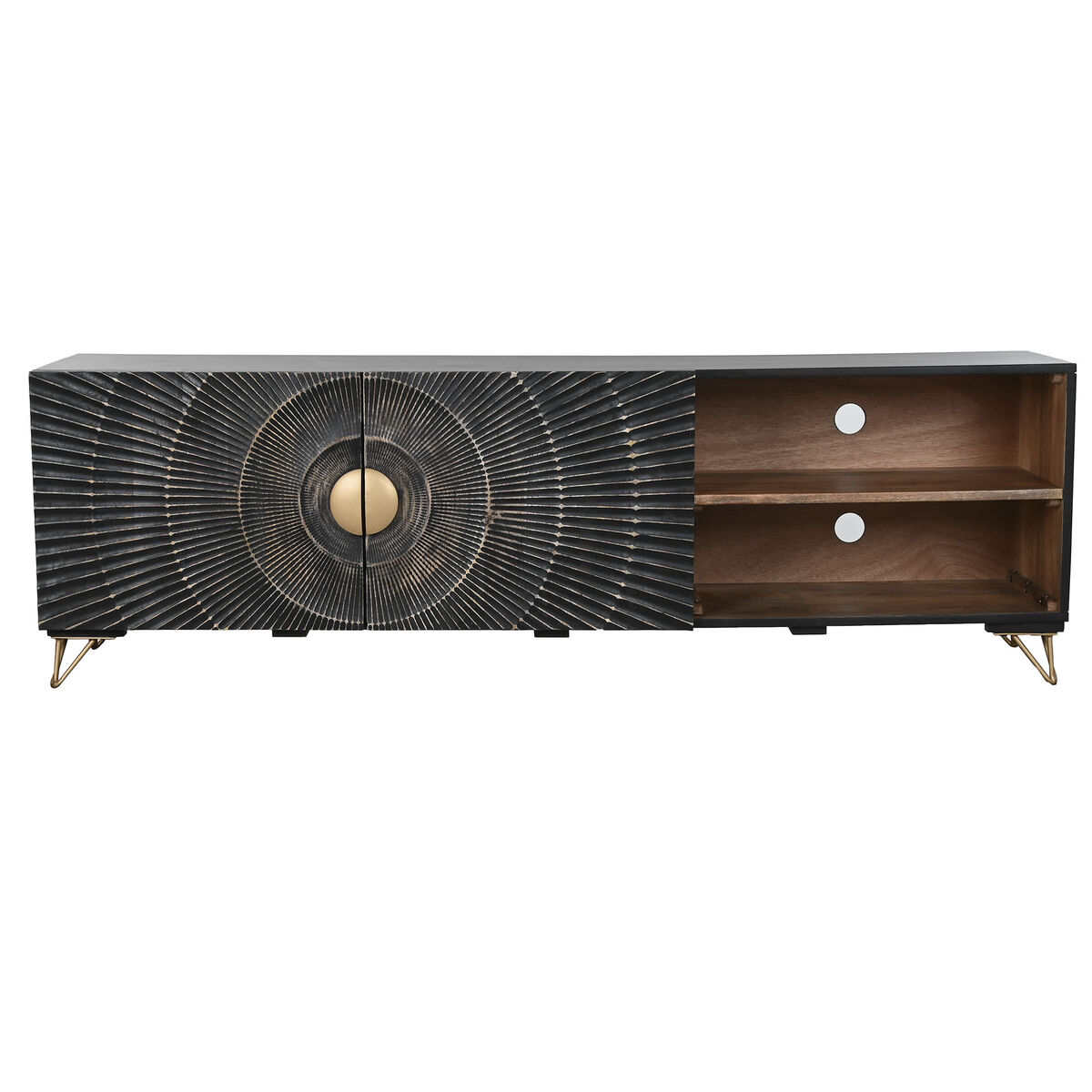 Mueble de TV Home ESPRIT Negro Metal Madera de mango 160 x 40 x 50 cm