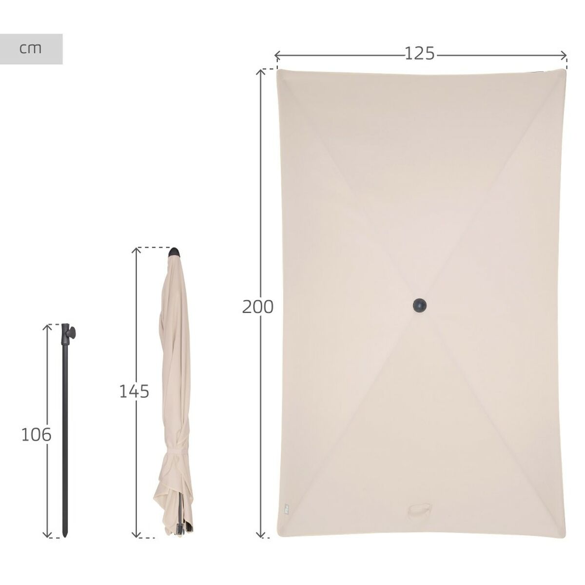 Sombrilla Aktive Crema Acero 200 x 230 x 125 cm