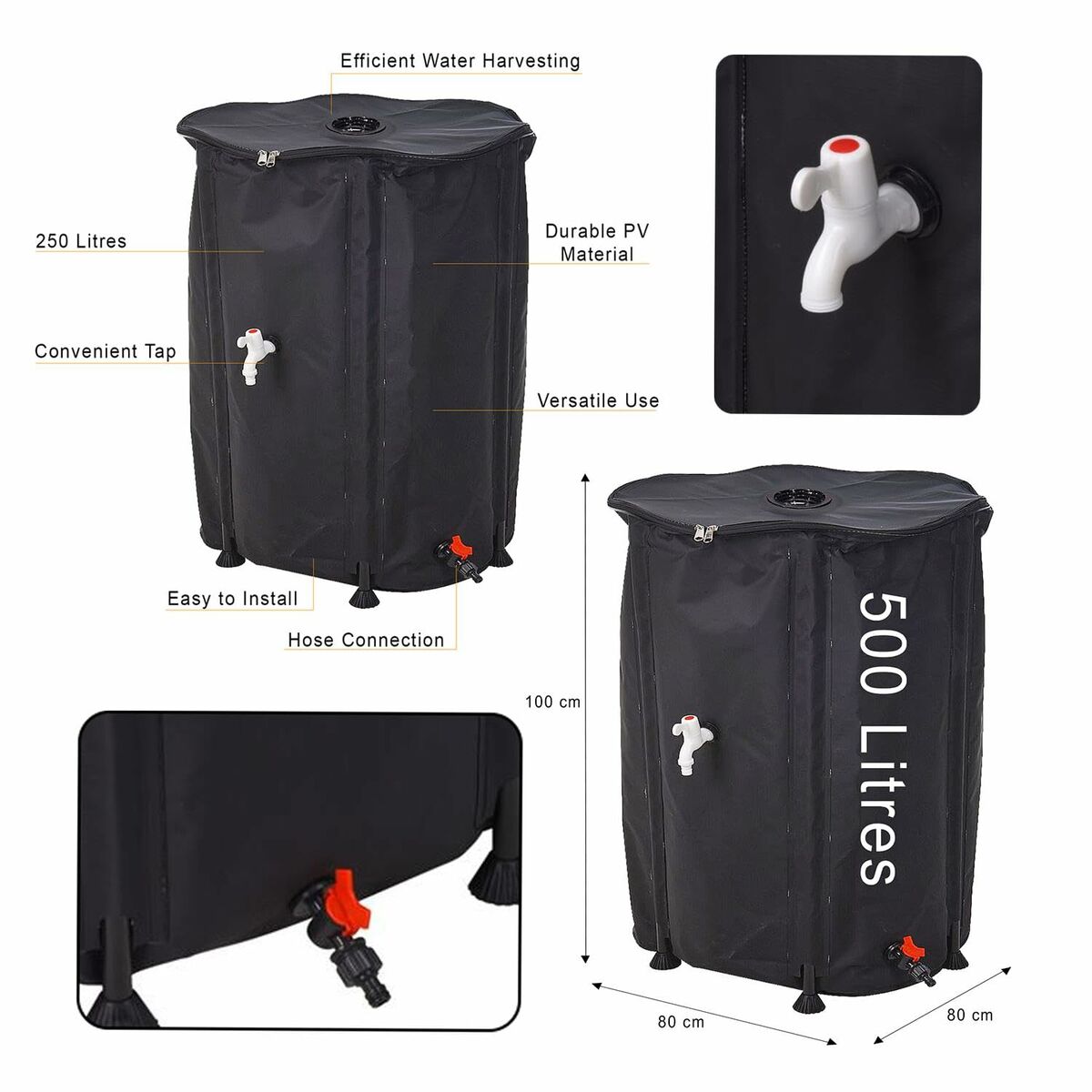 Kit de barril para lluvia Lifetime dw9200220 80 x 100 cm 500 L