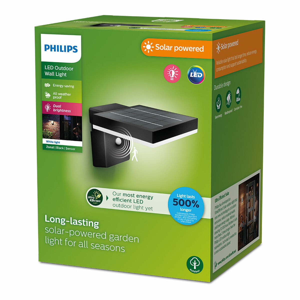 Aplique de Pared Philips 1,3 W 250 Lm Solar Cuadrado (3000 K)