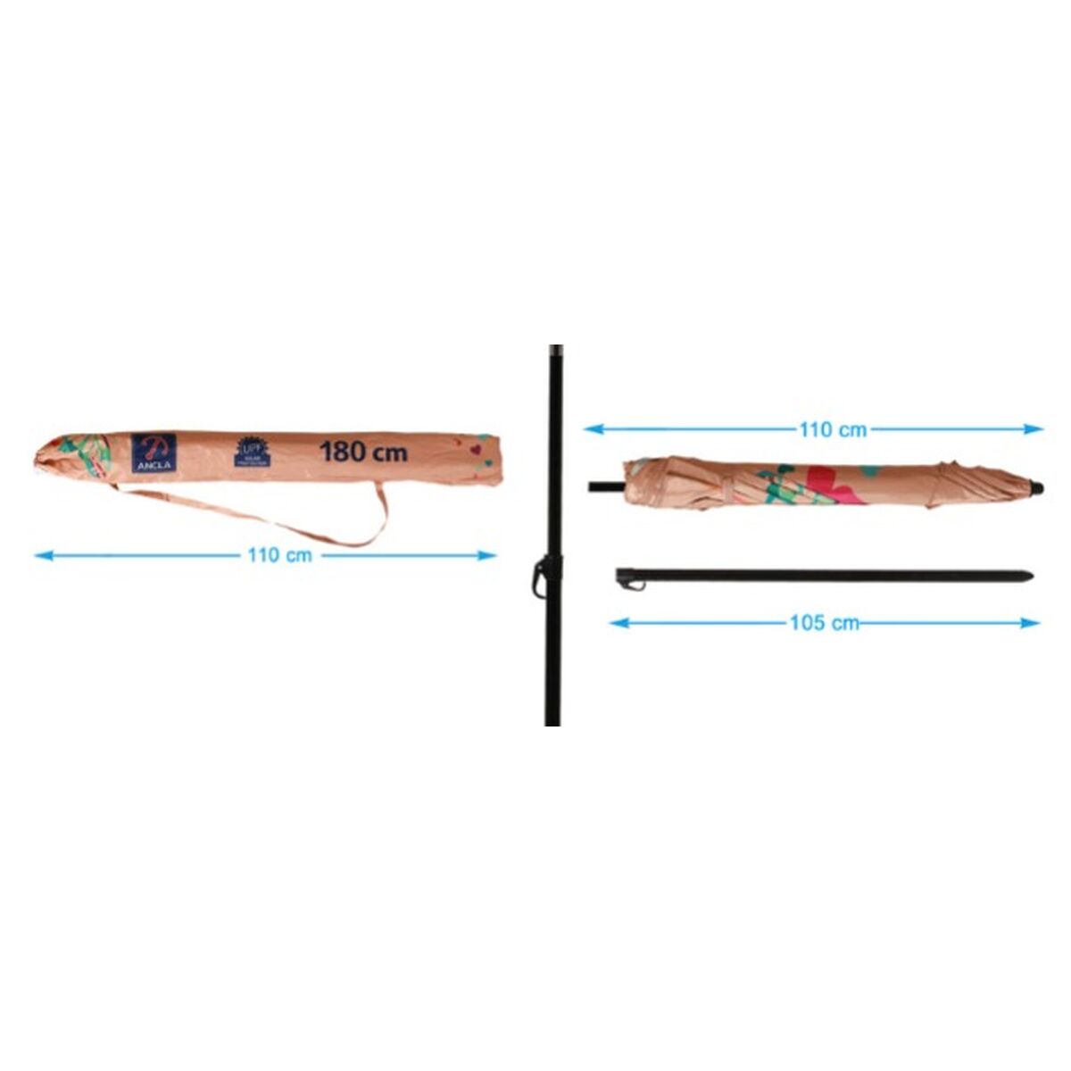 Sombrilla Rosa 180 cm UPF 50+