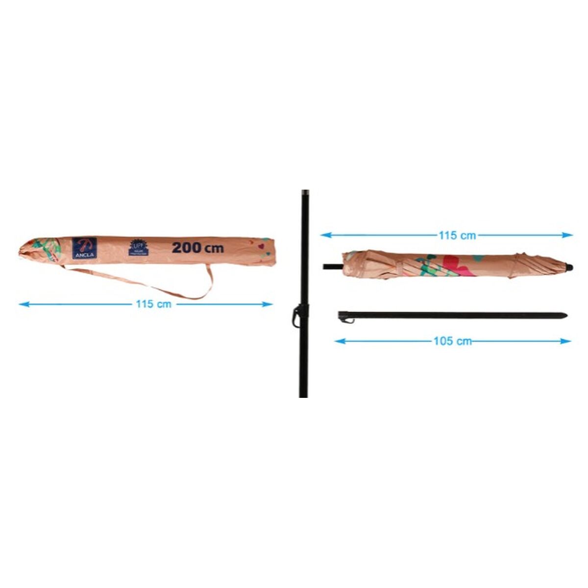 Sombrilla Rosa 200 cm UPF 50+