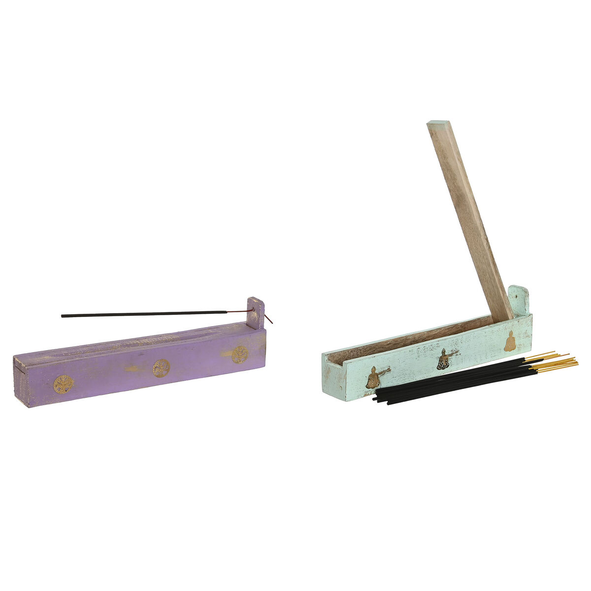 Quemador de esencias Home ESPRIT Madera 24 x 4 x 6 cm (12 Piezas) (6 Unidades)