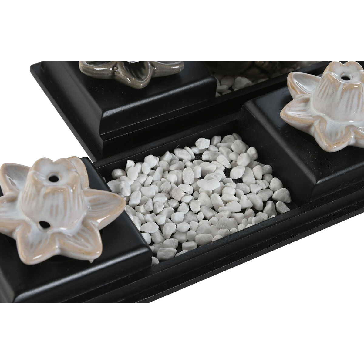 Quemador de esencias Home ESPRIT Cerámica Madera MDF Buda 24 x 8 x 14 cm (2 Unidades)