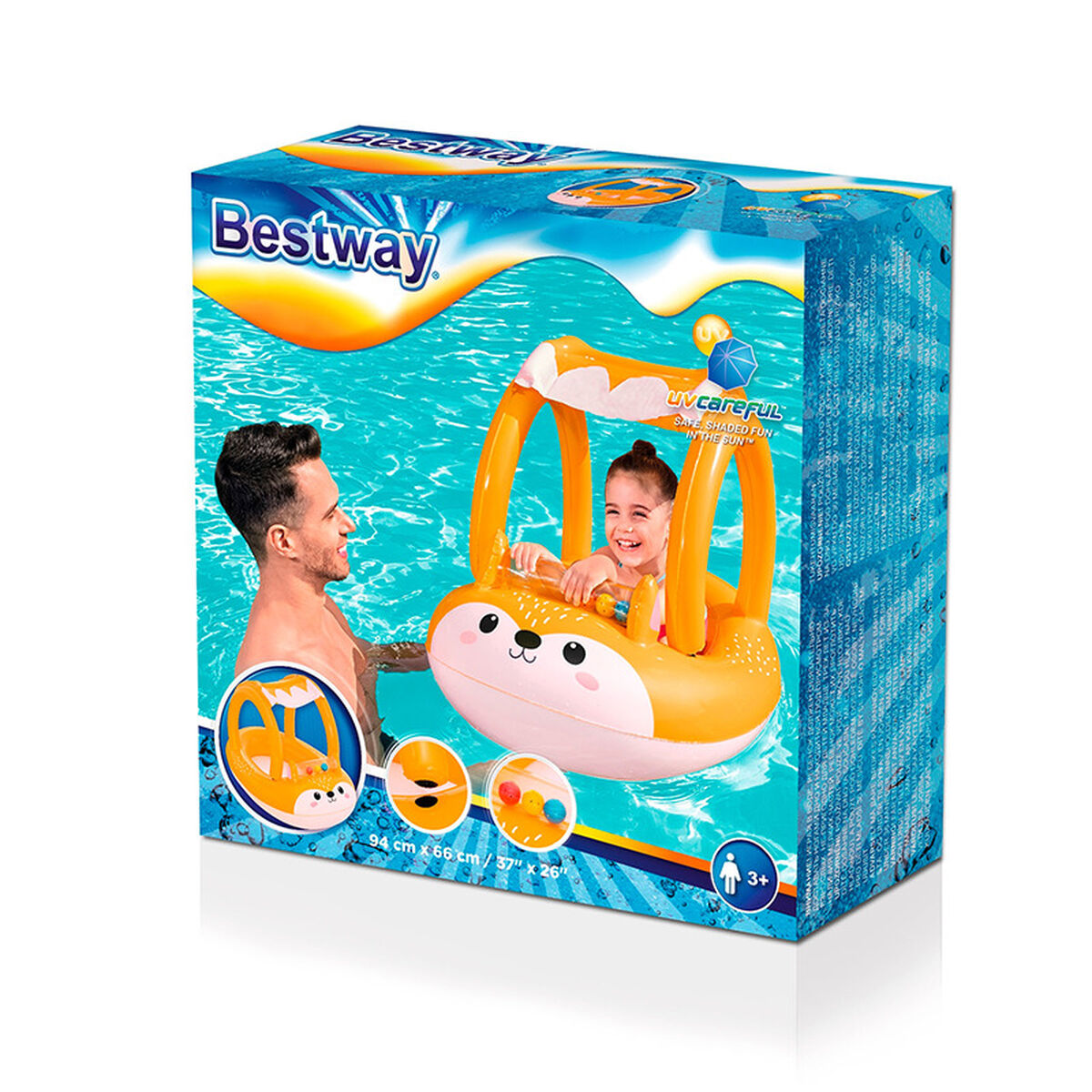 Bestway Barca Hinchable Infantil Zorro 94x66 cm +3 Años Playa y Piscina 34168