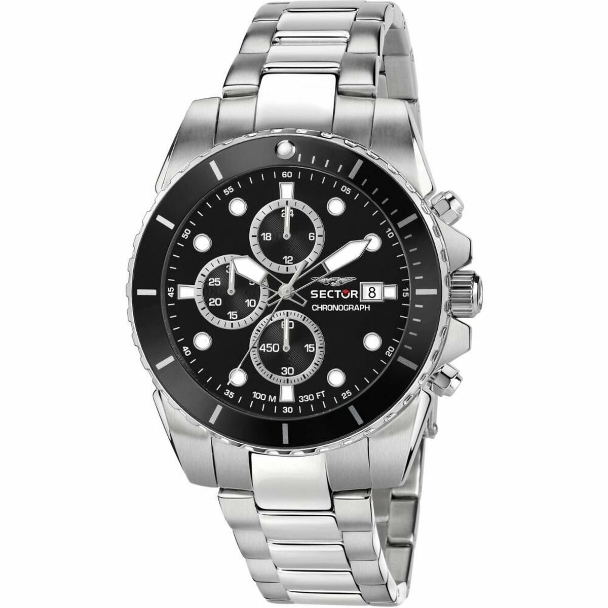 Reloj Hombre Sector 450 Negro Plateado