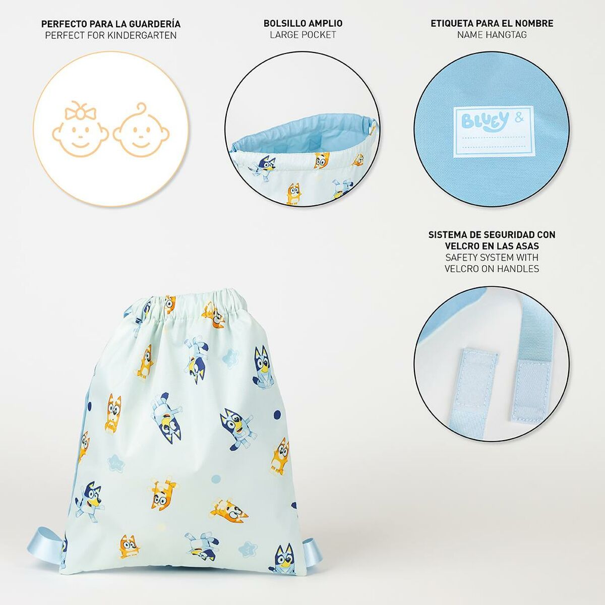 Mochila Saco Infantil Bluey 27 x 33 cm