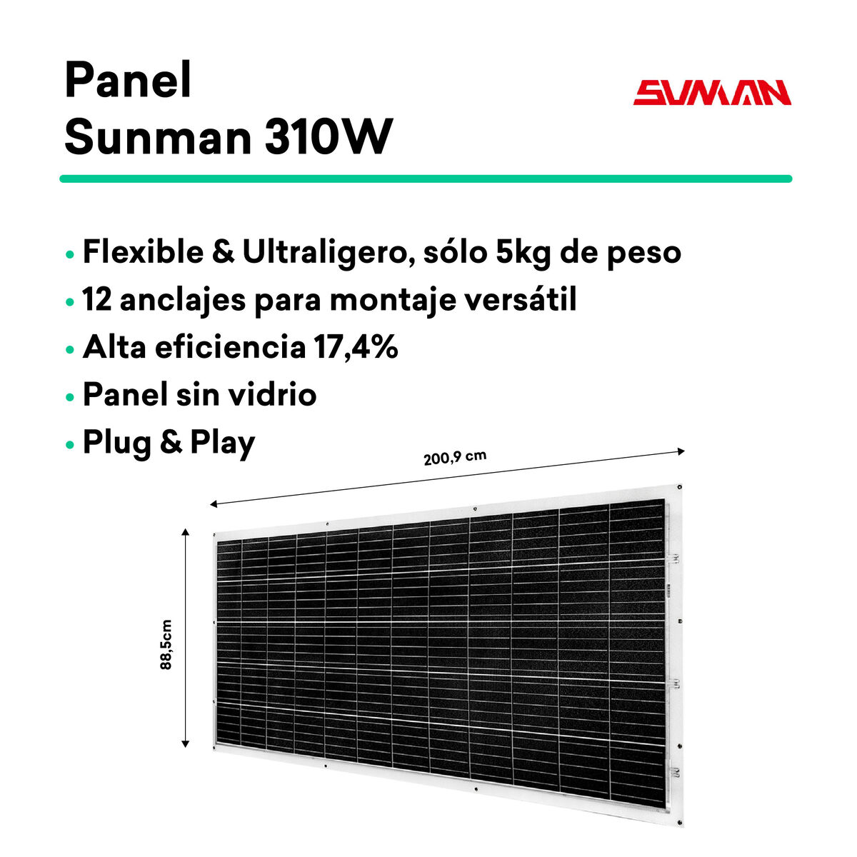TORNASOL Kit solar autoinstalable 300W, panel solar monocristalino ultraligero flexible