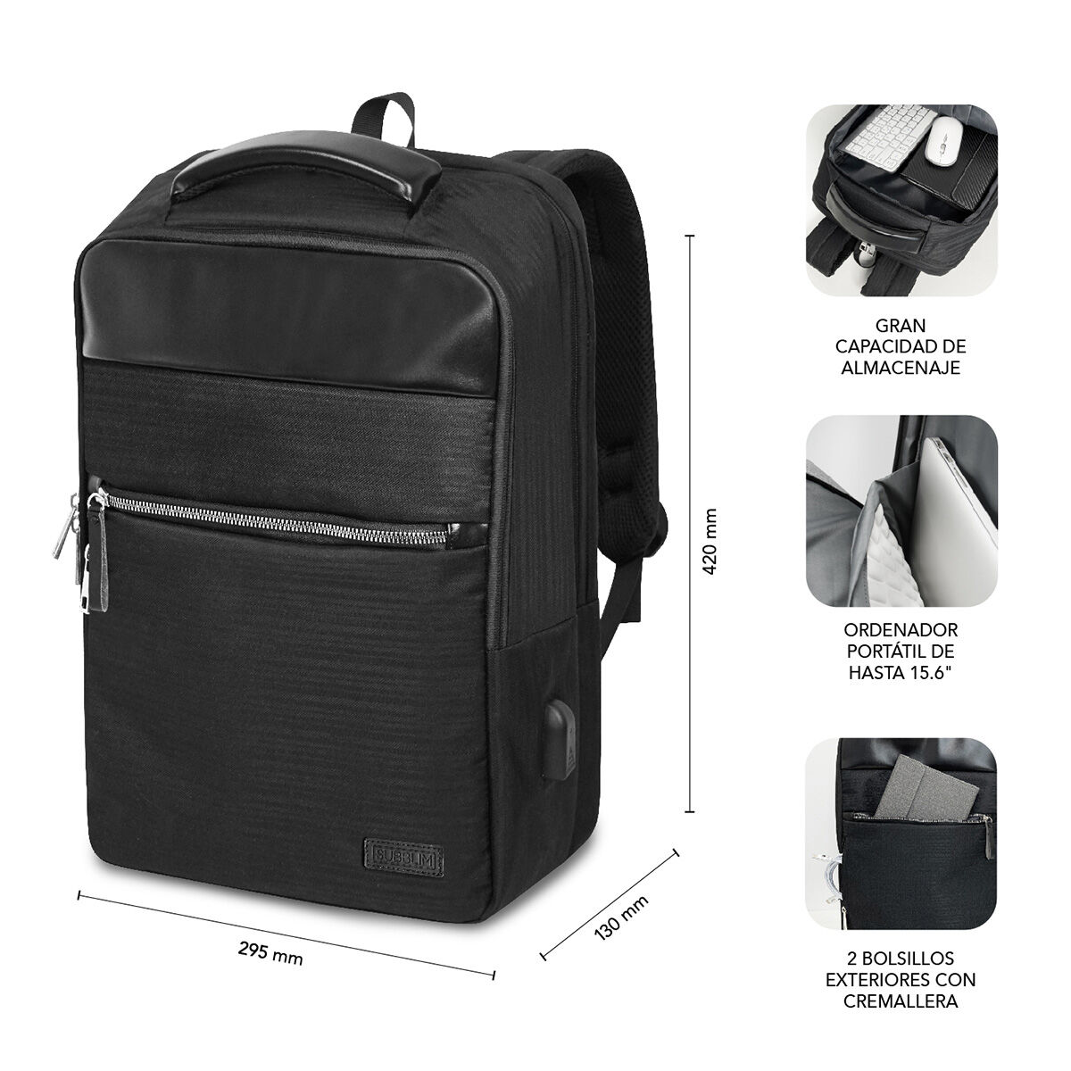 Mochila para Portátil Subblim SUBBP-2BL1015 Negro