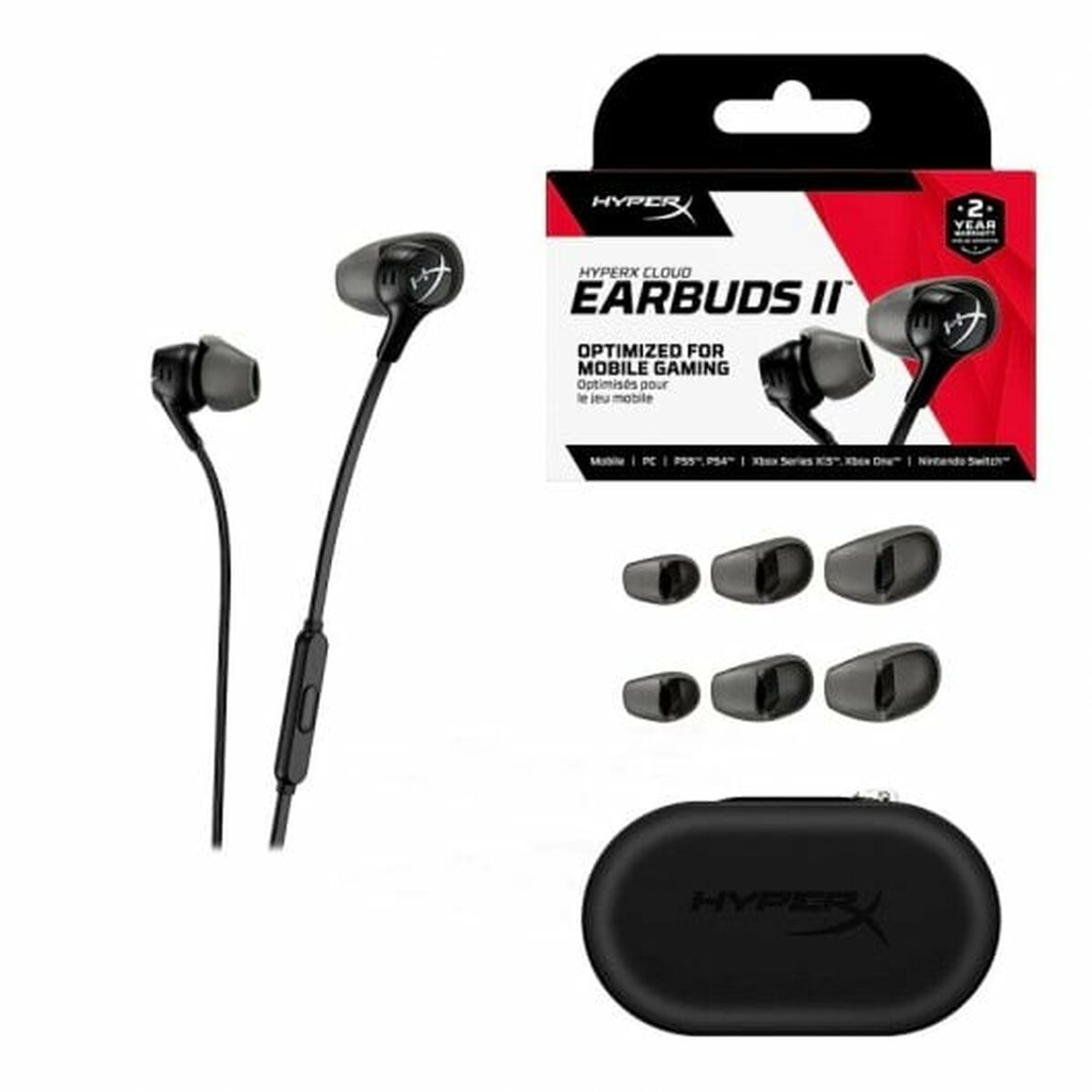 Auriculares con Micrófono HyperX Cloud EarBuds II Negro
