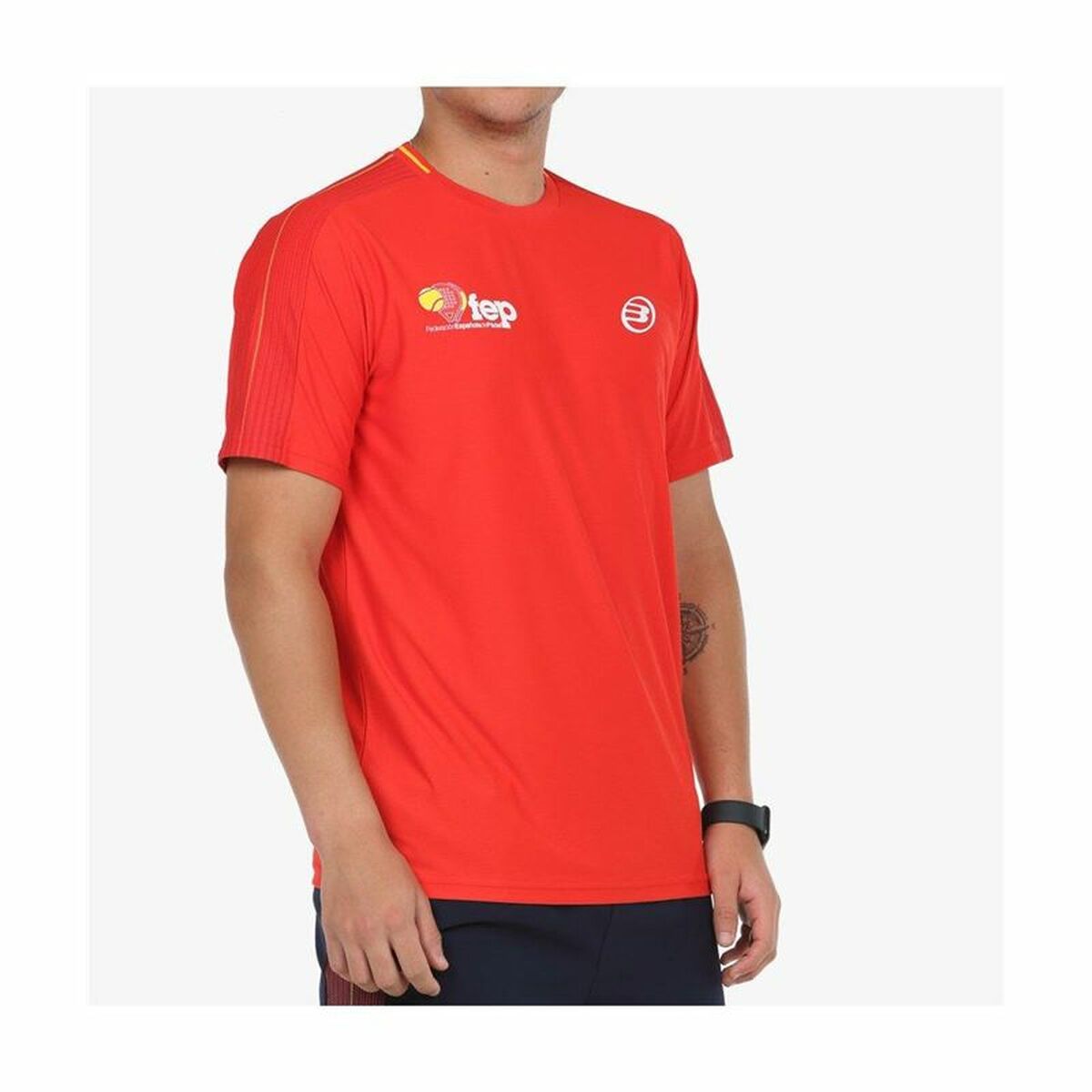 Camiseta de Manga Corta Hombre Bullpadel Exudo  Rojo