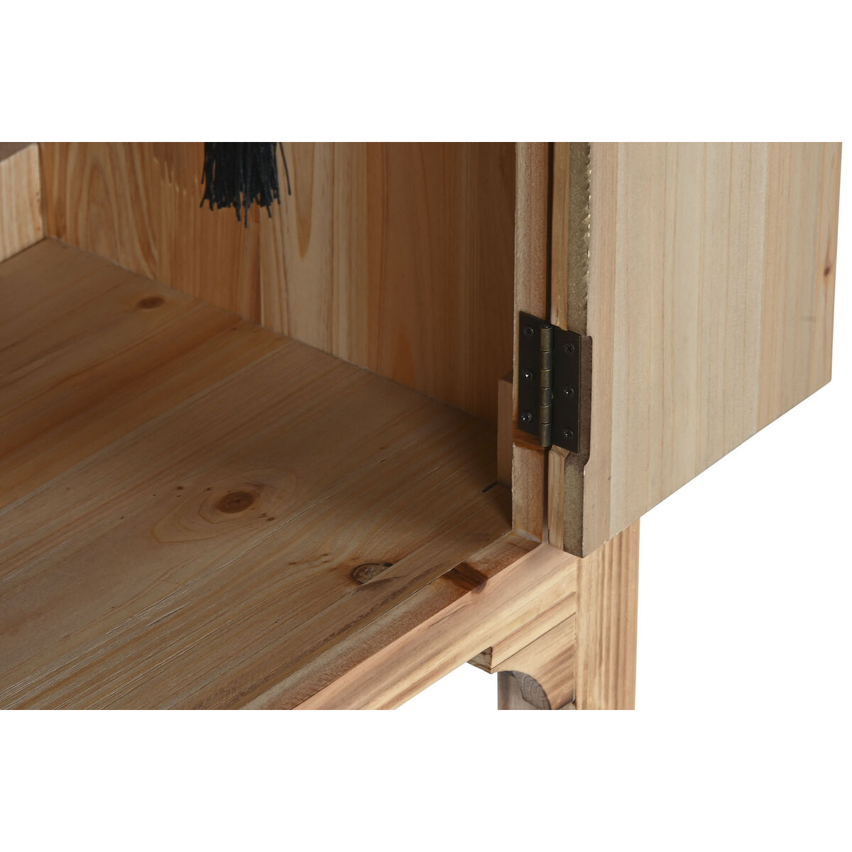 Mesita de Noche Home ESPRIT Negro Natural Madera de abeto Madera MDF 45 x 34 x 66 cm