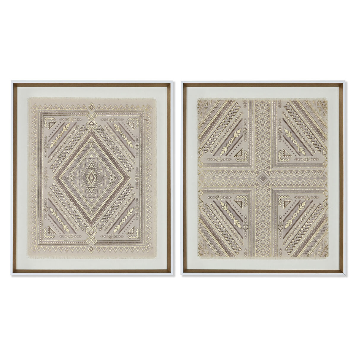 Lienzo Home ESPRIT Blanco Natural Boho 50 x 3,8 x 60 cm (2 Unidades)