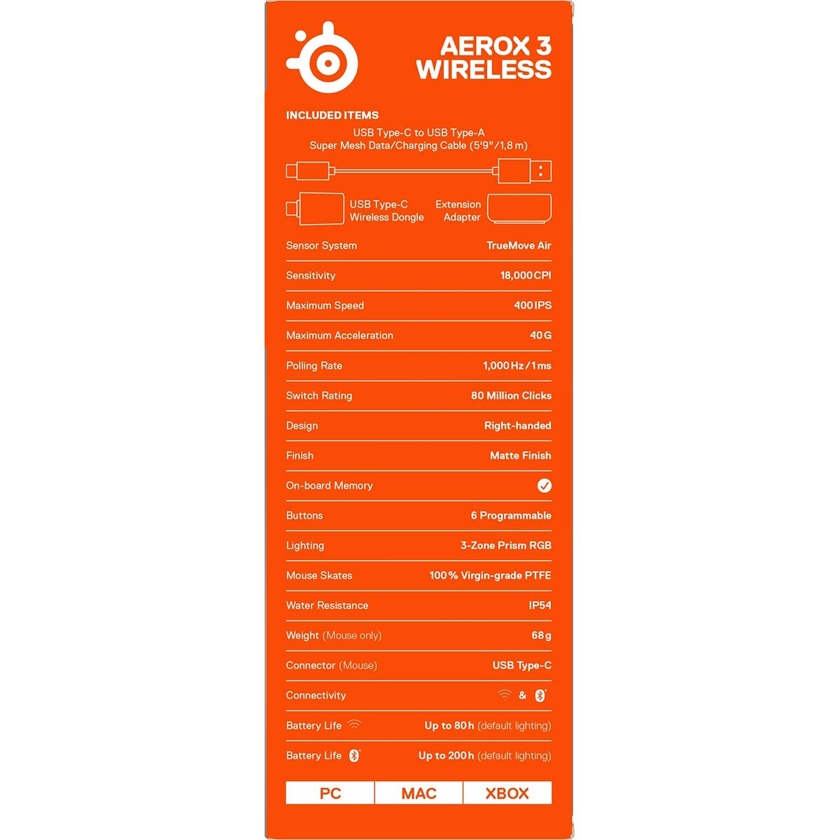 Ratón Gaming SteelSeries Aerox 3 Wireless