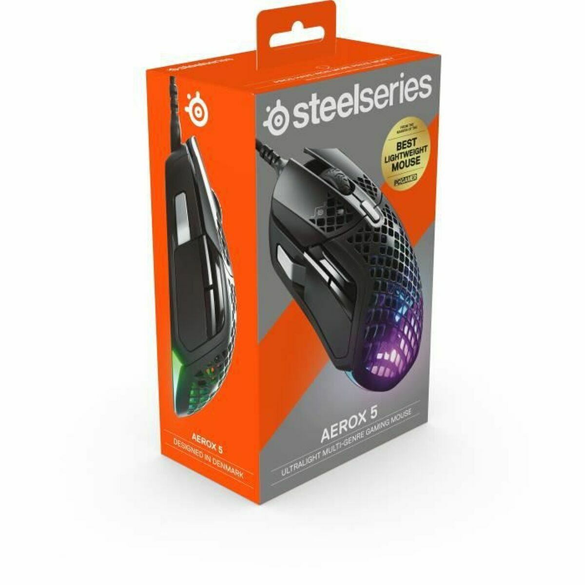 Ratón Gaming SteelSeries Aerox 5 Gaming Negro Con cable Luces LED